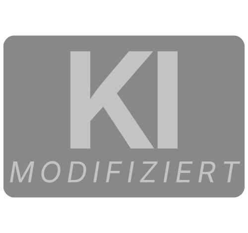 Kennzeichnung KI modifiziert – Kompaktformat, Grau auf sichtbarer Fläche