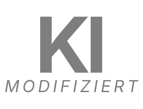 Kennzeichnung KI modifiziert – Kompaktformat, Hell · Schrift grau