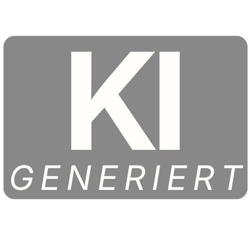 Kennzeichnung KI generiert – Kompaktformat, Grau · Schrift weiß
