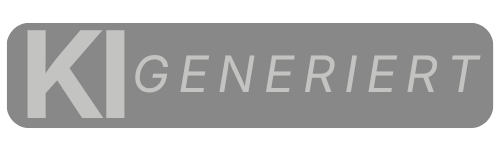 Kennzeichnung KI generiert – Langformat, Grau auf sichtbarer Fläche
