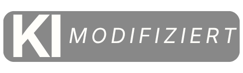 Kennzeichnung KI modifiziert – Langformat, Grau · Schrift weiß